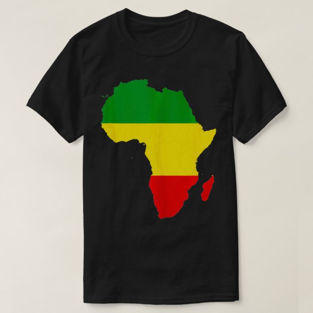 Camiseta África Mapa Vermelho Amarelo Verde Reggae Rasta Pr (Frente do Design)