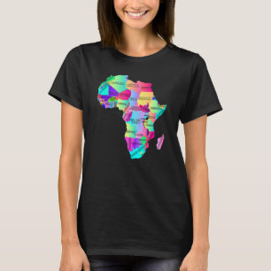 Camiseta África Mapeia Com Limites E Nomes De Países