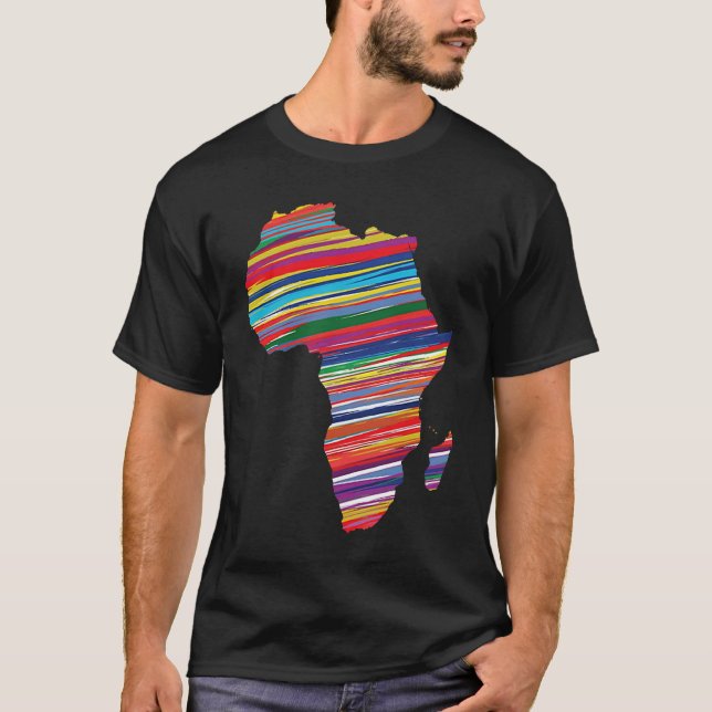 Camiseta África Mapeia Continente Colorido do País (Frente)