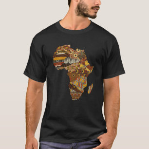 Camiseta África Mapeia Kente Cloth Black History Mês Depois