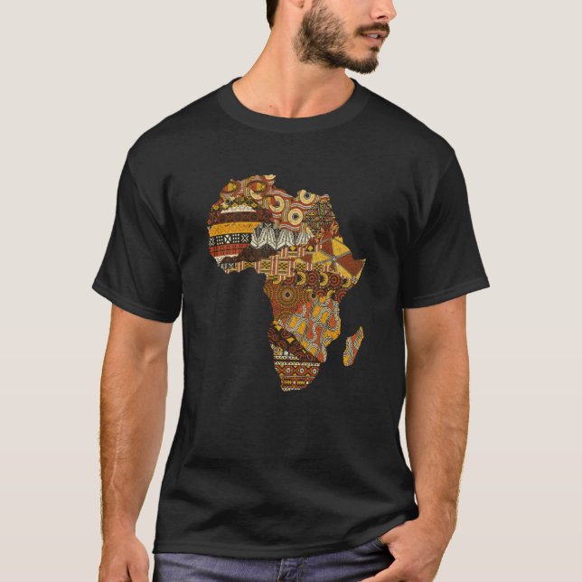 Camiseta África Mapeia Kente Cloth Black History Mês Depois (Frente)