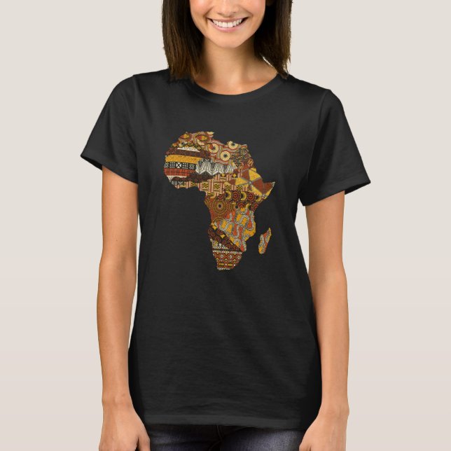 Camiseta África Mapeia Kente Cloth Black History Mês Depois (Frente)