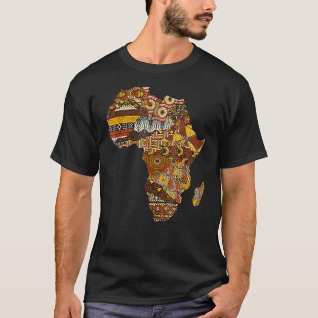 Camiseta África Mapeia Kente Cloth Black History Mês Depois (Frente)