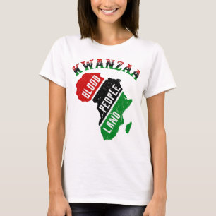 Camiseta África Mapeia Kwanzaa Pessoas Sanguíneas Land Kwan