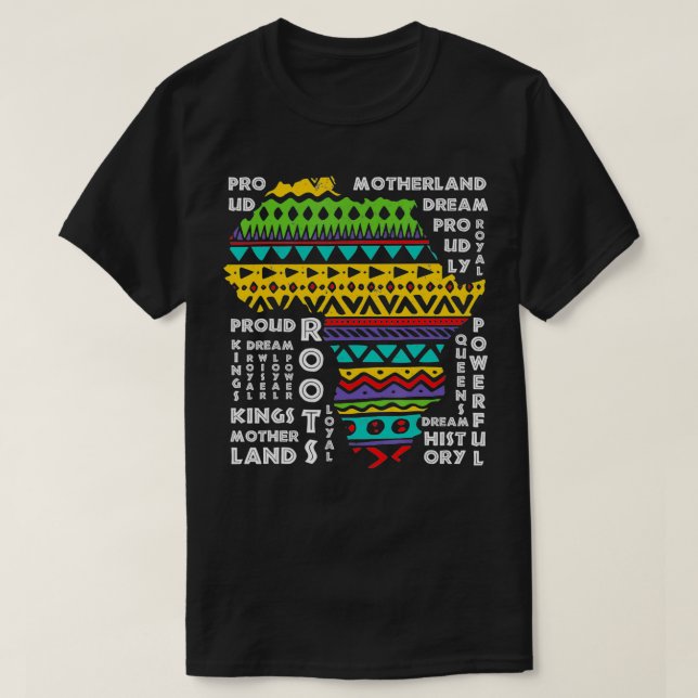 Camiseta África Mapeia Padrões Tradicionais de Dashiki Arte (Frente do Design)