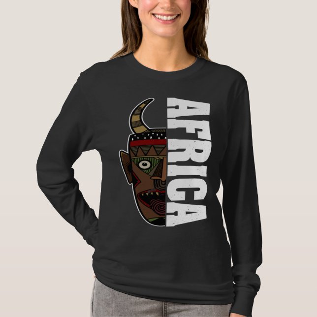 Camiseta Africa Mask African Afro History Reggae Melanin (Frente)