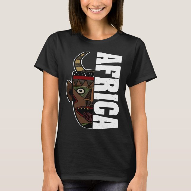 Camiseta Africa Mask African Afro History Reggae Melanin (Frente)