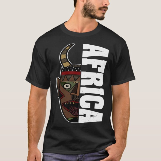Camiseta Africa Mask African Afro History Reggae Melanin (Frente)