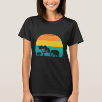 África Pôr Do Sol Com Elefante E Gnu Retro