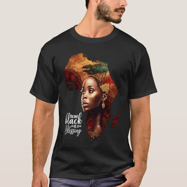 Camiseta África por Mulheres História Negra Mês África (Frente)