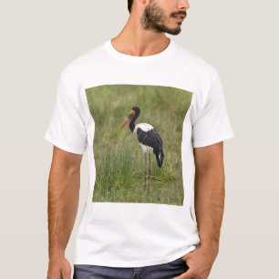 Camiseta África. Tanzânia. Cegonha-senhora-de-sela macho