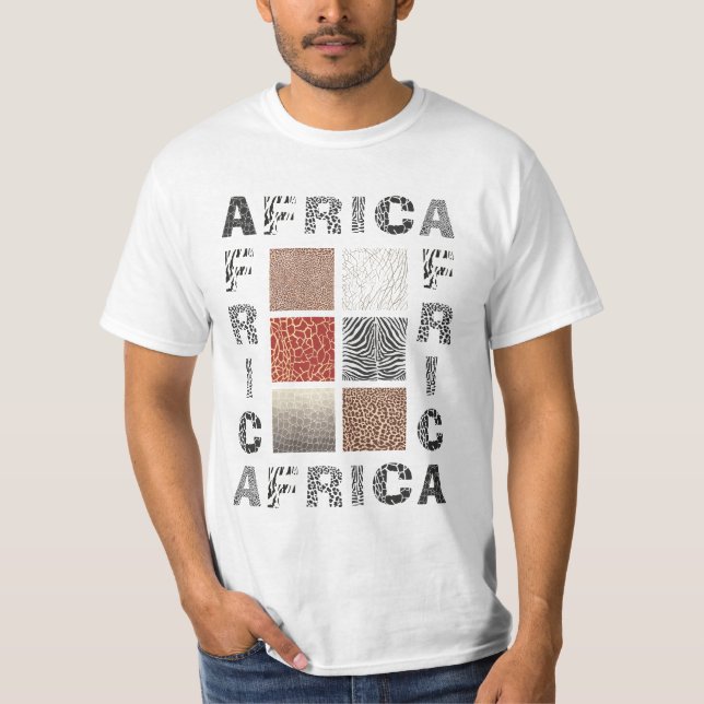 Camiseta África - texto e animal selvagem da textura (Frente)