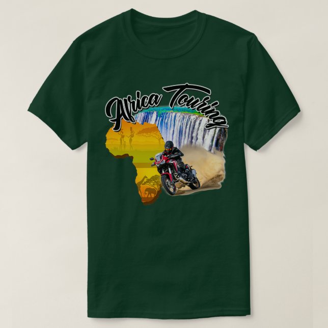 Camiseta África Viajando Duas Motocicletas Natureza fora de (Frente do Design)