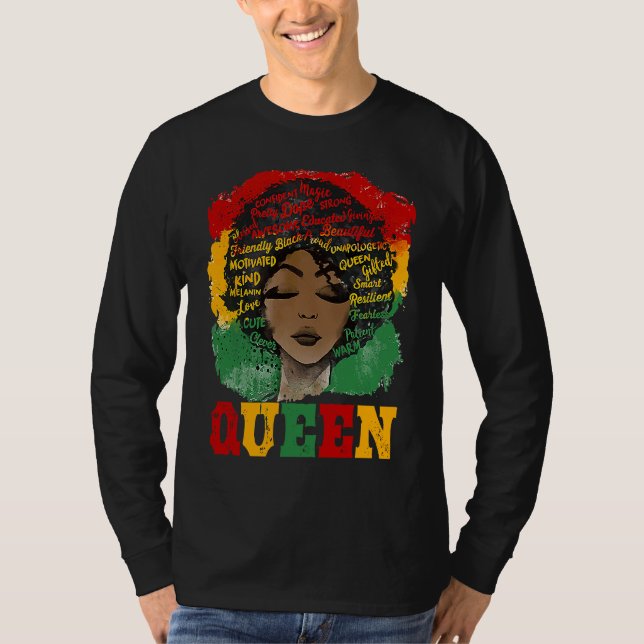 Camiseta African Afro Queen Strong Black Women Black Histor (Frente)