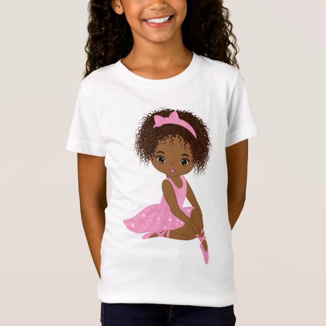 Camiseta African American Ballerina, Black Girl T-Shirt (Frente)