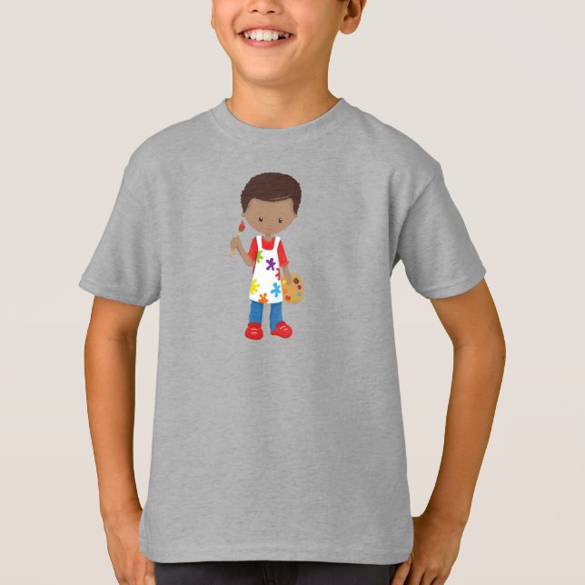 Camiseta African American Boy, Painter, Paint Artist, Brusc (Frente)