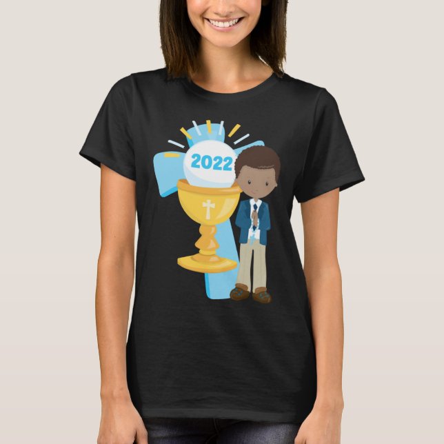 Camiseta African American Boys First Communion Black Boy Cr (Frente)