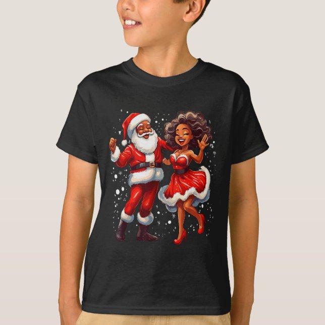 Camiseta African American Christmas African Santa Mrs Claus (Frente)