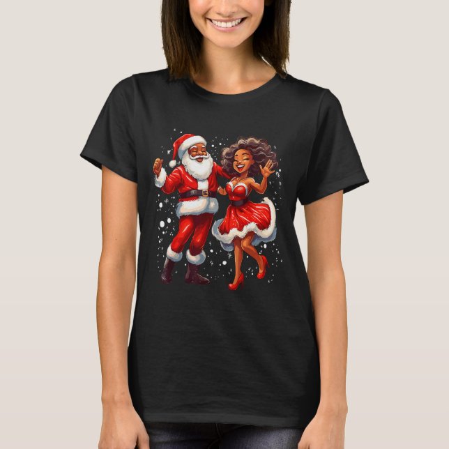 Camiseta African American Christmas African Santa Mrs Claus (Frente)