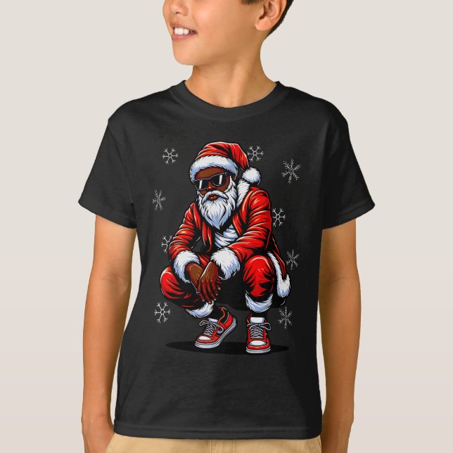 Camiseta African American Christmas Pajama Xmas Afro Santa  (Frente)