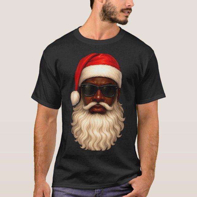 Camiseta African American Cool Santa Claus Christmas Pajama (Frente)