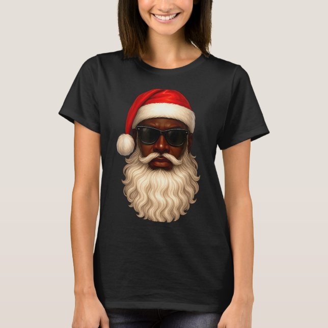 Camiseta African American Cool Santa Claus Christmas Pajama (Frente)