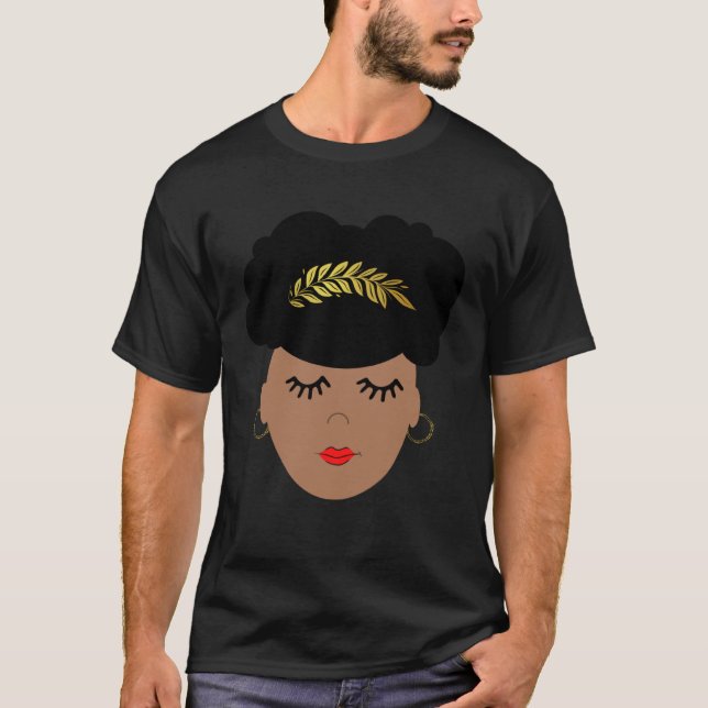 Camiseta African American Divine Queen With Afro Puff (Frente)