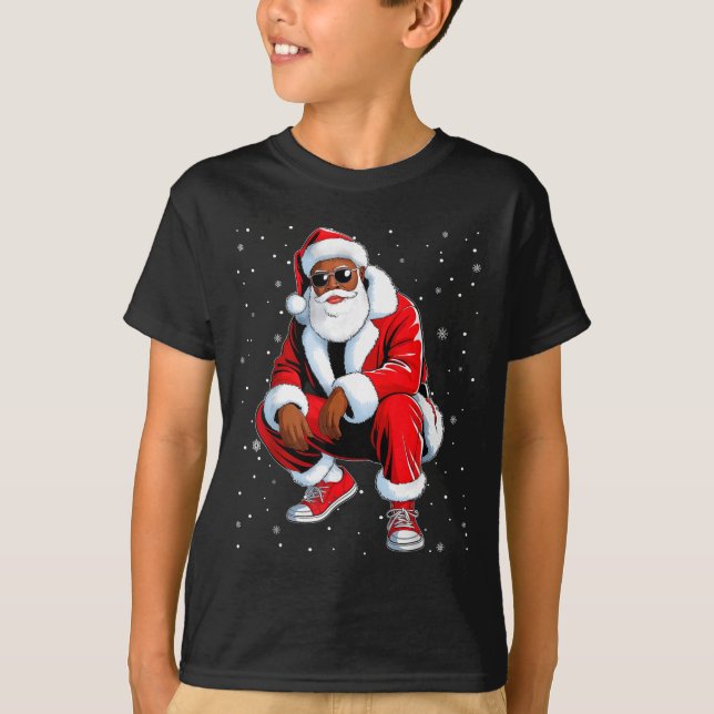 Camiseta African American Funny Christmas Outfit Afro Santa (Frente)