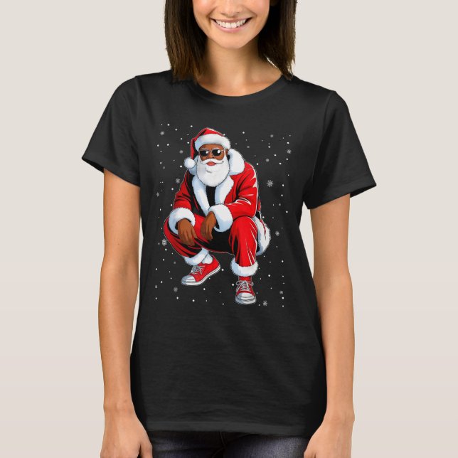 Camiseta African American Funny Christmas Outfit Afro Santa (Frente)