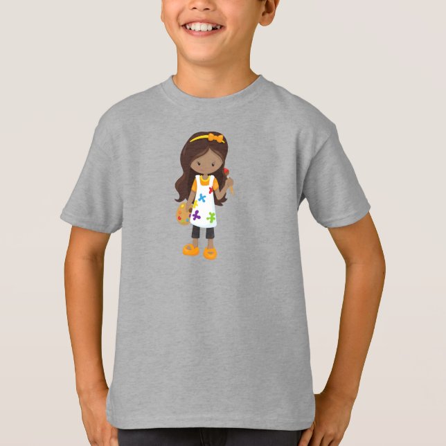 Camiseta African American Girl, Painter, Painting, Brussel (Frente)