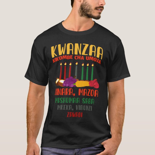 Camiseta African American Holiday or Kwanzaa Kinara or Kwan (Frente)