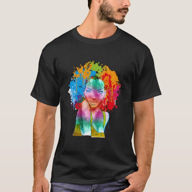 Camiseta African American Lady Afro Painting (Frente)