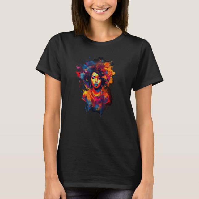 Camiseta African American  Natural Black Hair Beauty Art (Frente)