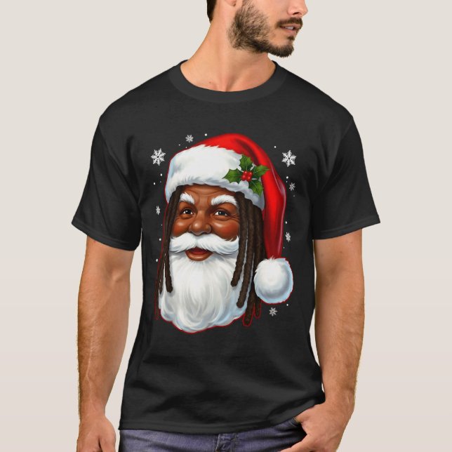 Camiseta African American Santa Christmas Cool Black X-mas  (Frente)