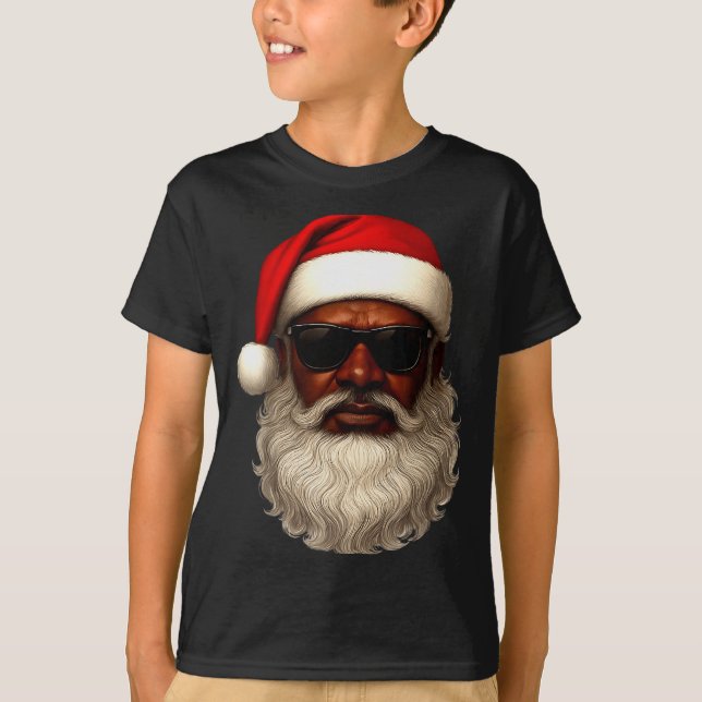 Camiseta African American Santa Christmas Pajama Cool Black (Frente)