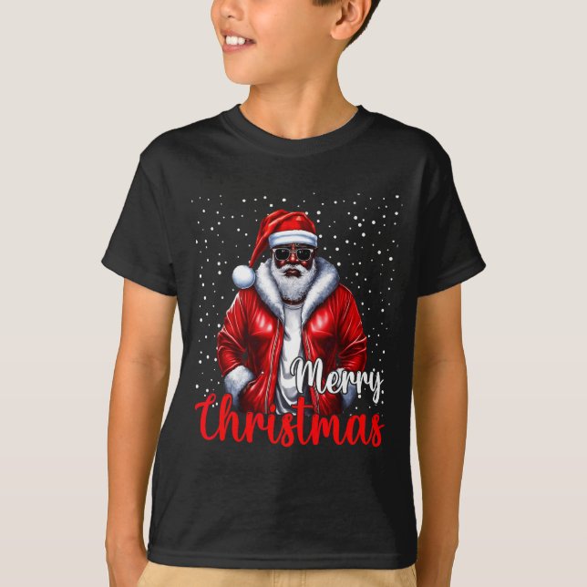 Camiseta African American Santa Christmas Shirt Pajama Cool (Frente)