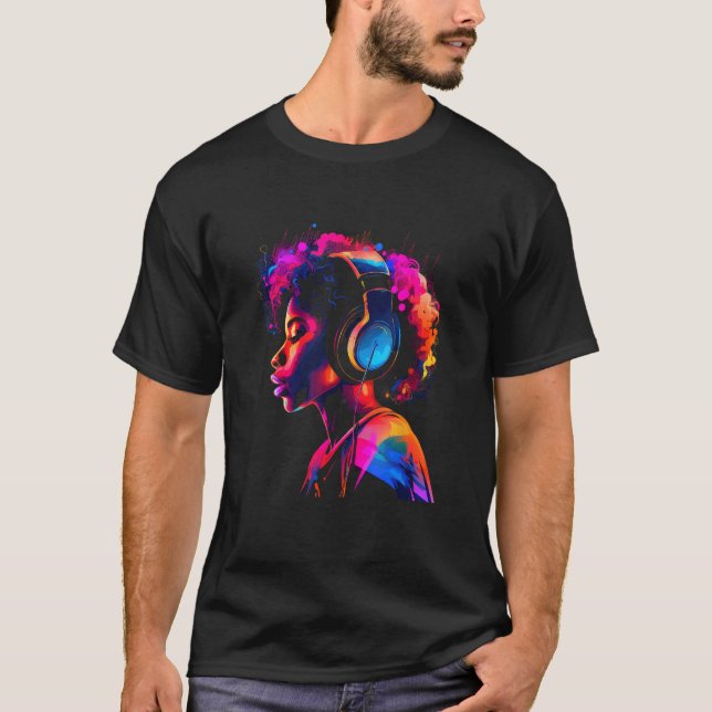 Camiseta African American Woman Black Girl Flowers Graffiti (Frente)
