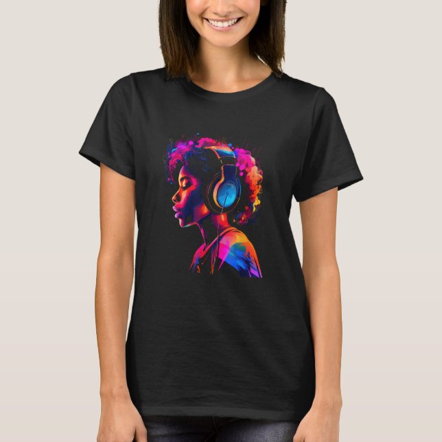 Camiseta African American Woman Black Girl Flowers Graffiti (Frente)