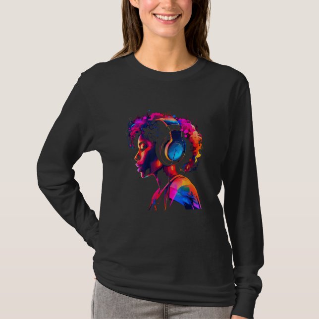 Camiseta African American Woman Black Girl Flowers Graffiti (Frente)