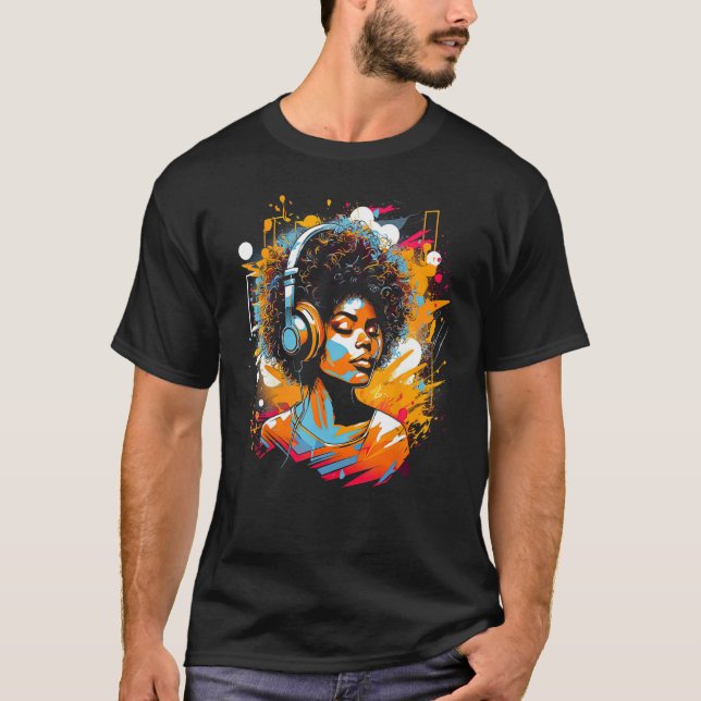 Camiseta African American Woman Black Girl Music Graffiti G (Frente)