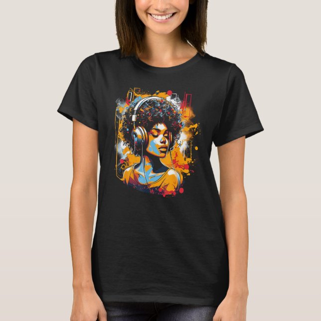 Camiseta African American Woman Black Girl Music Graffiti G (Frente)
