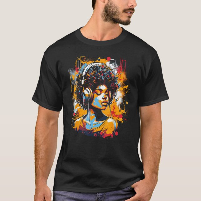 Camiseta African American Woman Black Girl Music Graffiti G (Frente)