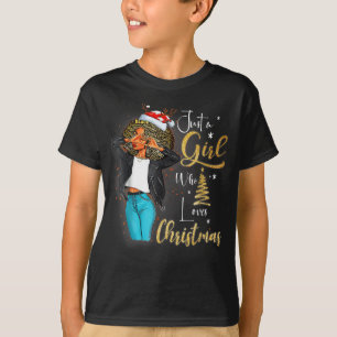 Camiseta African Girl American Melanin Christmas Santa Hat