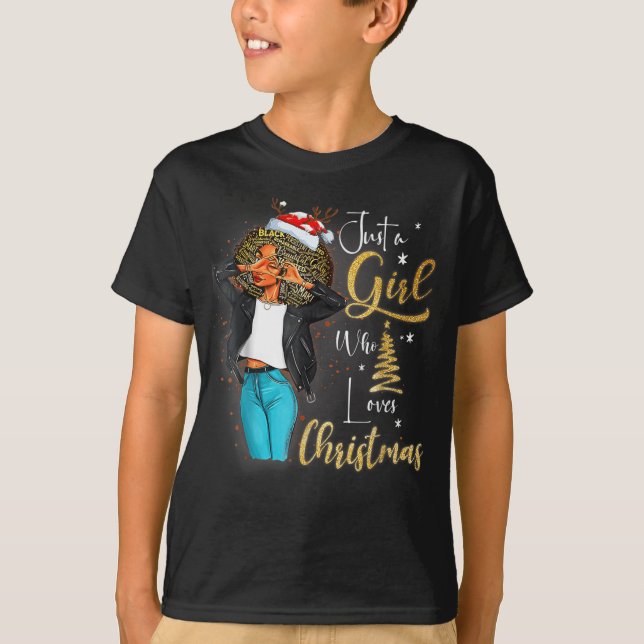 Camiseta African Girl American Melanin Christmas Santa Hat (Frente)