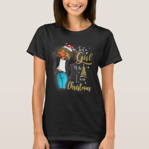 Camiseta African Girl American Melanin Christmas Santa Hat