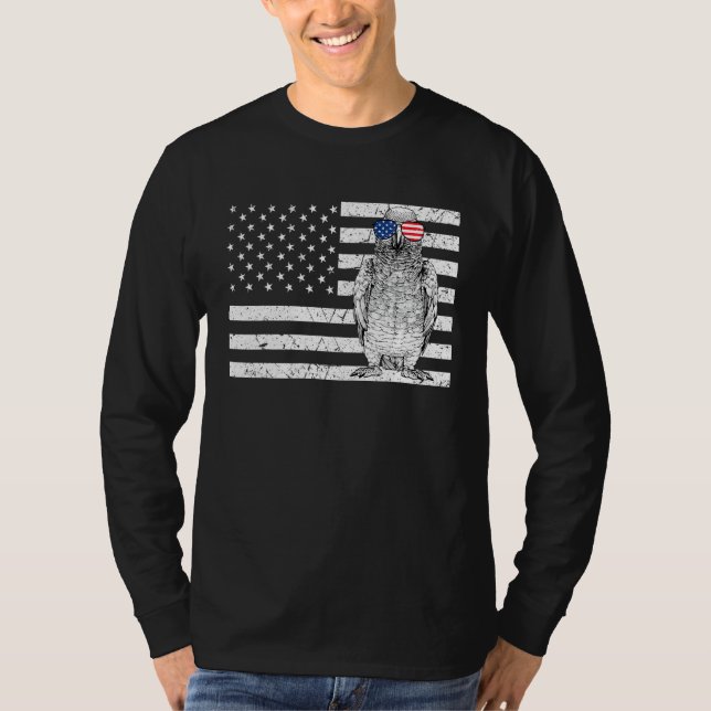 Camiseta African Grey 4th of July Bird US American Flag Pat (Frente)