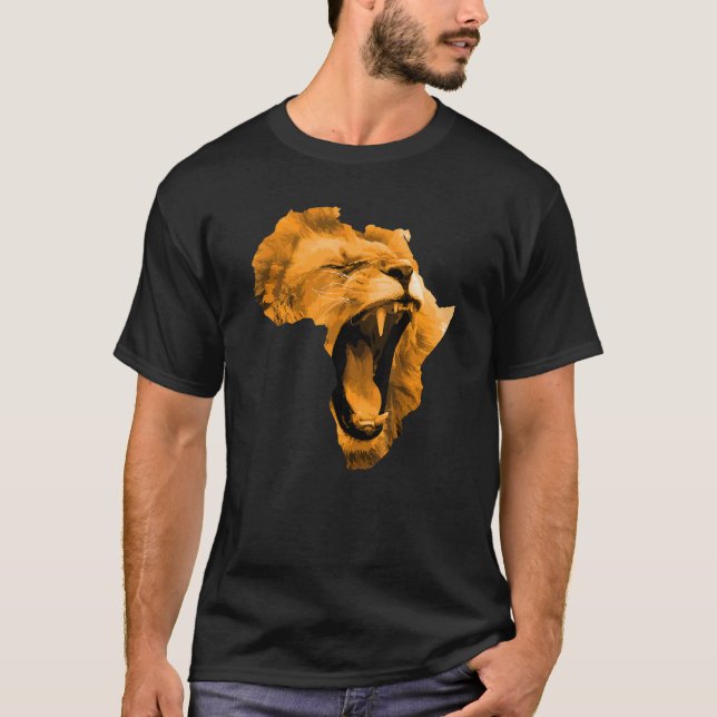 Camiseta African Lion Roaring Safari Culture Africa Map (Frente)