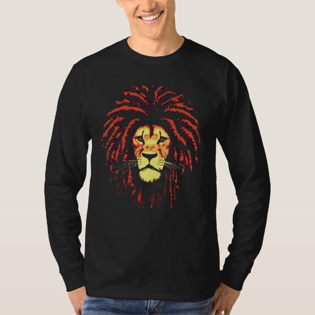 Camiseta African Male Lion  Dreadlock Rasta Hair Safari Cul (Frente)