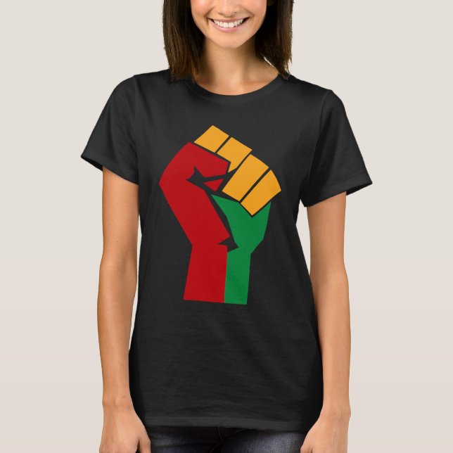 Camiseta African Rising Hand Fist Black History Month BLM A (Frente)