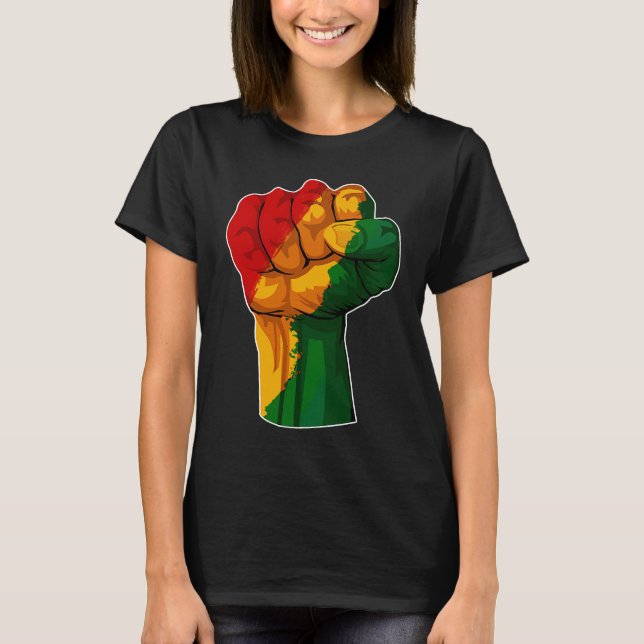 Camiseta African Rising Hand Fist Black History Month BLM A (Frente)